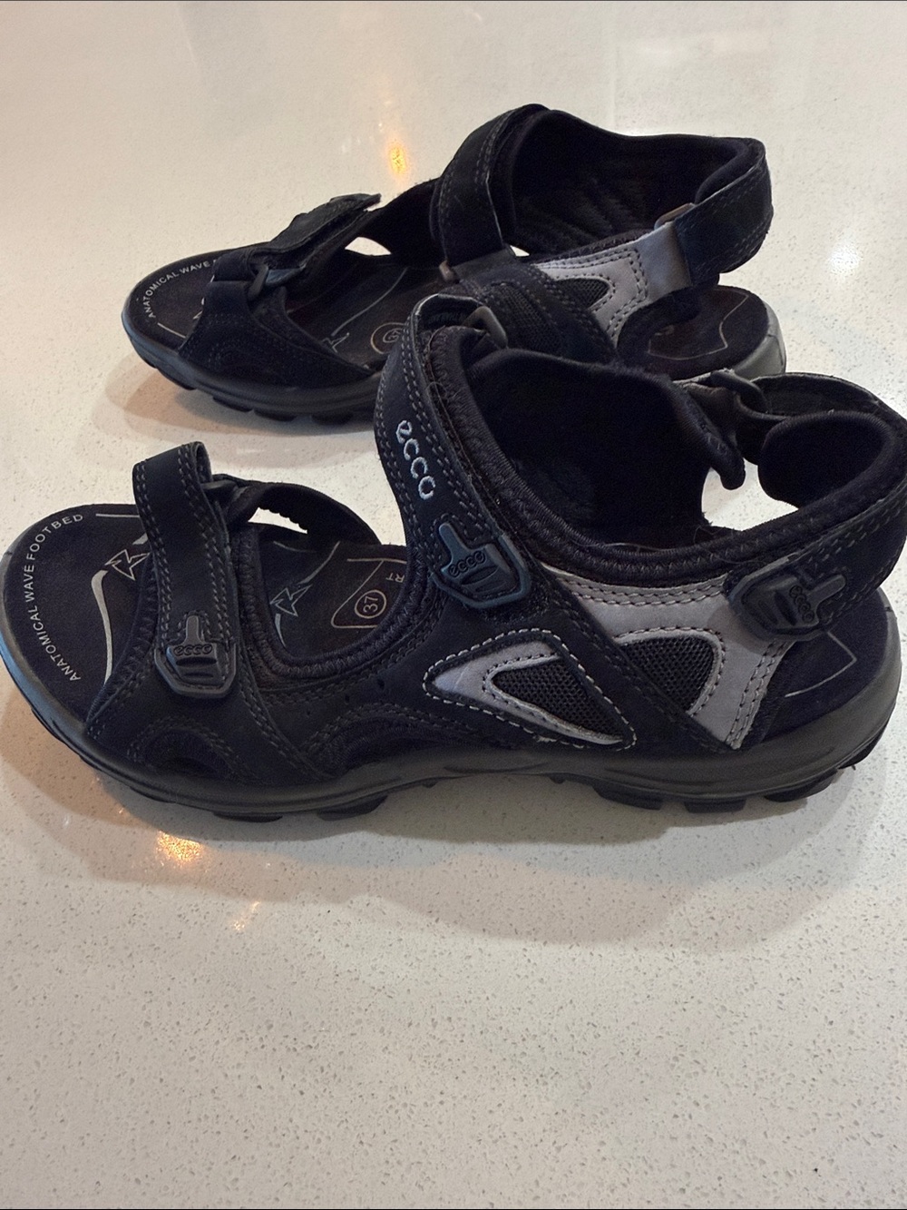 Ecco Women’s Black and Gray Sport Sandals Size 37 (6/6.5)
